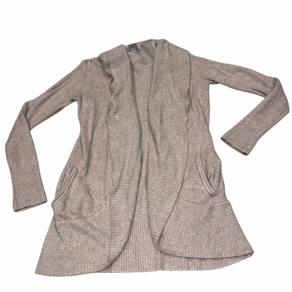 Barefoot Dreams Tan Cozy Chic Lite Open Front Circle Cardigan Sweater size XS/S - Picture 3 of 7